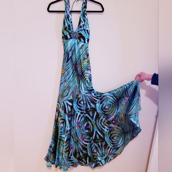 Turquoise Halter Dress - Size 2 - Picture 7 of 10